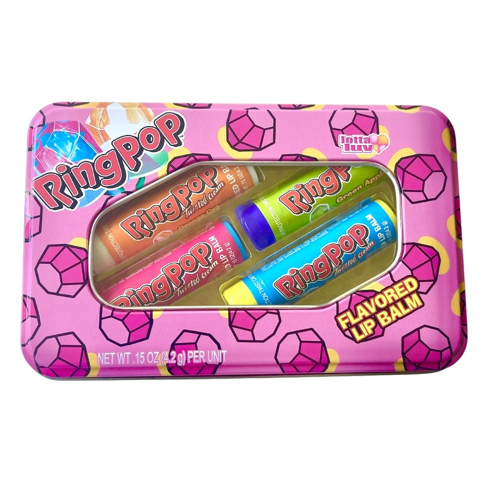 Lotta luv Ring Pop Flavored Lip Balm Set In Tin Box • For The Collector •Expired
